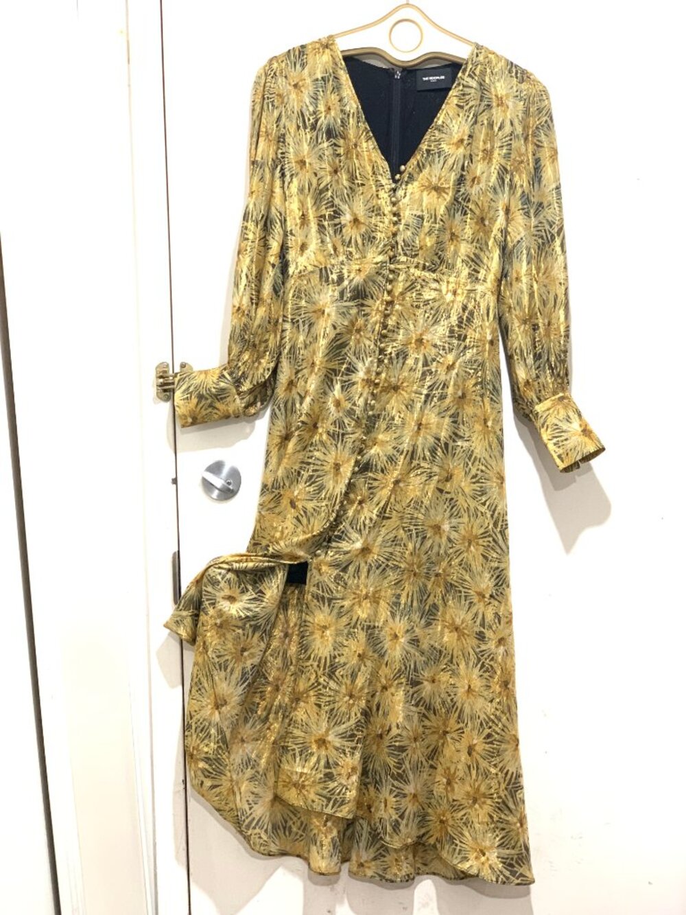 THE KOOPLES PARIS SHEER METALLIC PRINTED MAXI DRESSES SIZE 3/M
